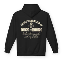 Load image into Gallery viewer, Easily distracted by dogs and books – Both melt my soul... and my wallet - Hilarious Hoodie For Dog Moms
