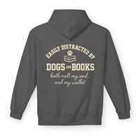 Load image into Gallery viewer, Easily distracted by dogs and books – Both melt my soul... and my wallet - Hilarious Hoodie For Dog Moms
