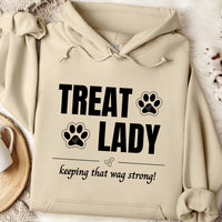 Load image into Gallery viewer, Treat Lady- keeping that wag strong. -  Funny Dog Mom Hoodie

