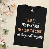 Load image into Gallery viewer, These 97 pics of my dog may look the same, but they're all staying! - Funny T-Shirt  For Dog Mom
