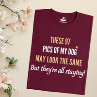 Load image into Gallery viewer, These 97 pics of my dog may look the same, but they're all staying! - Funny T-Shirt  For Dog Mom
