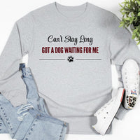 Load image into Gallery viewer, Can't stay long, got a dog waiting for me - Long Sleeve Tee For Dog Moms
