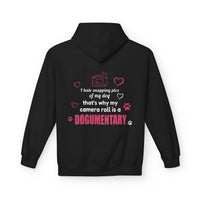 Load image into Gallery viewer, I hate snapping pics of my dog. That's why my camera roll is a Dogumentary - Hilarious Hoodie For Dog Moms
